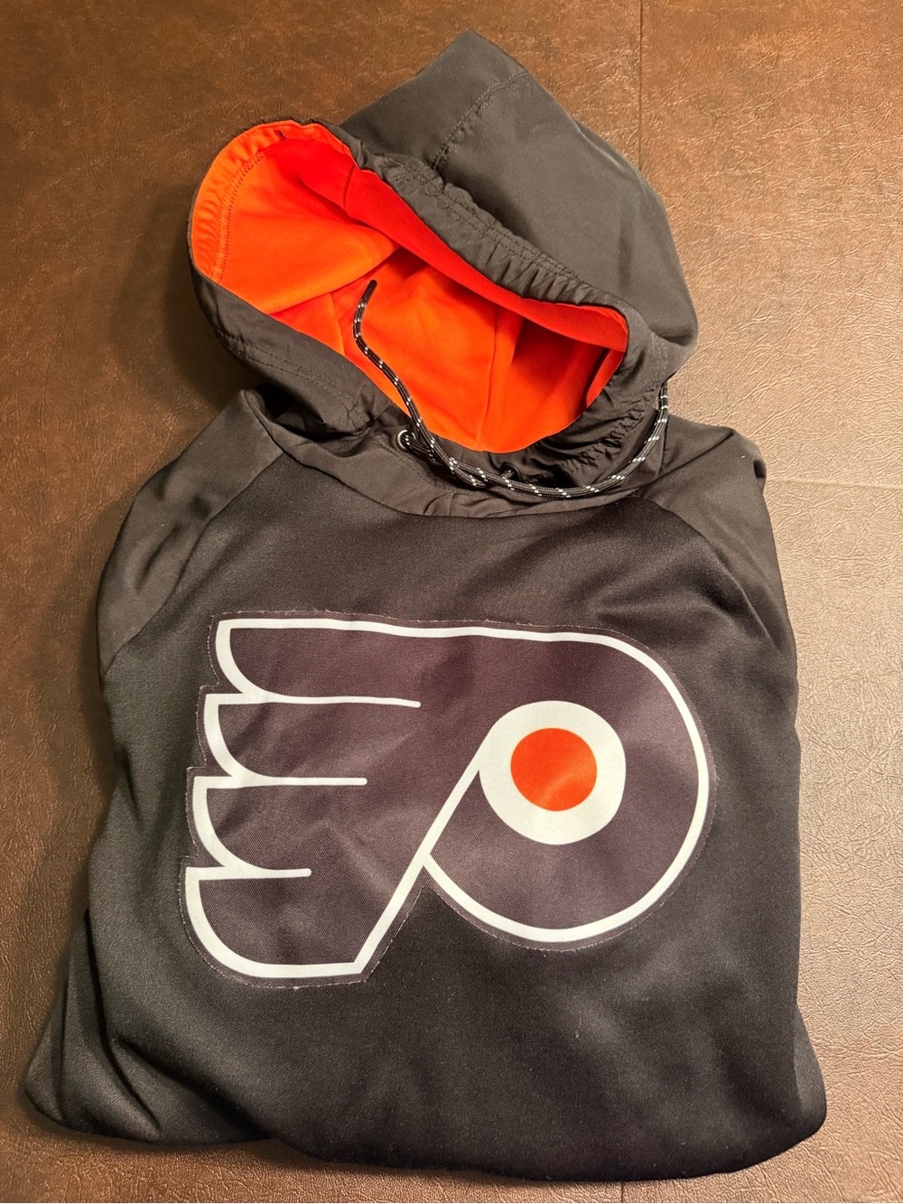 Philadelphia Flyers Black Hoodie Jacket with Orange Lining and Graphic Logo